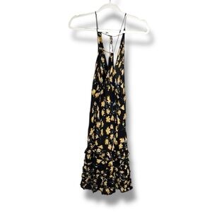Free People Intimately Free Black with Yellow Floral Ruffle Mini Size Small
